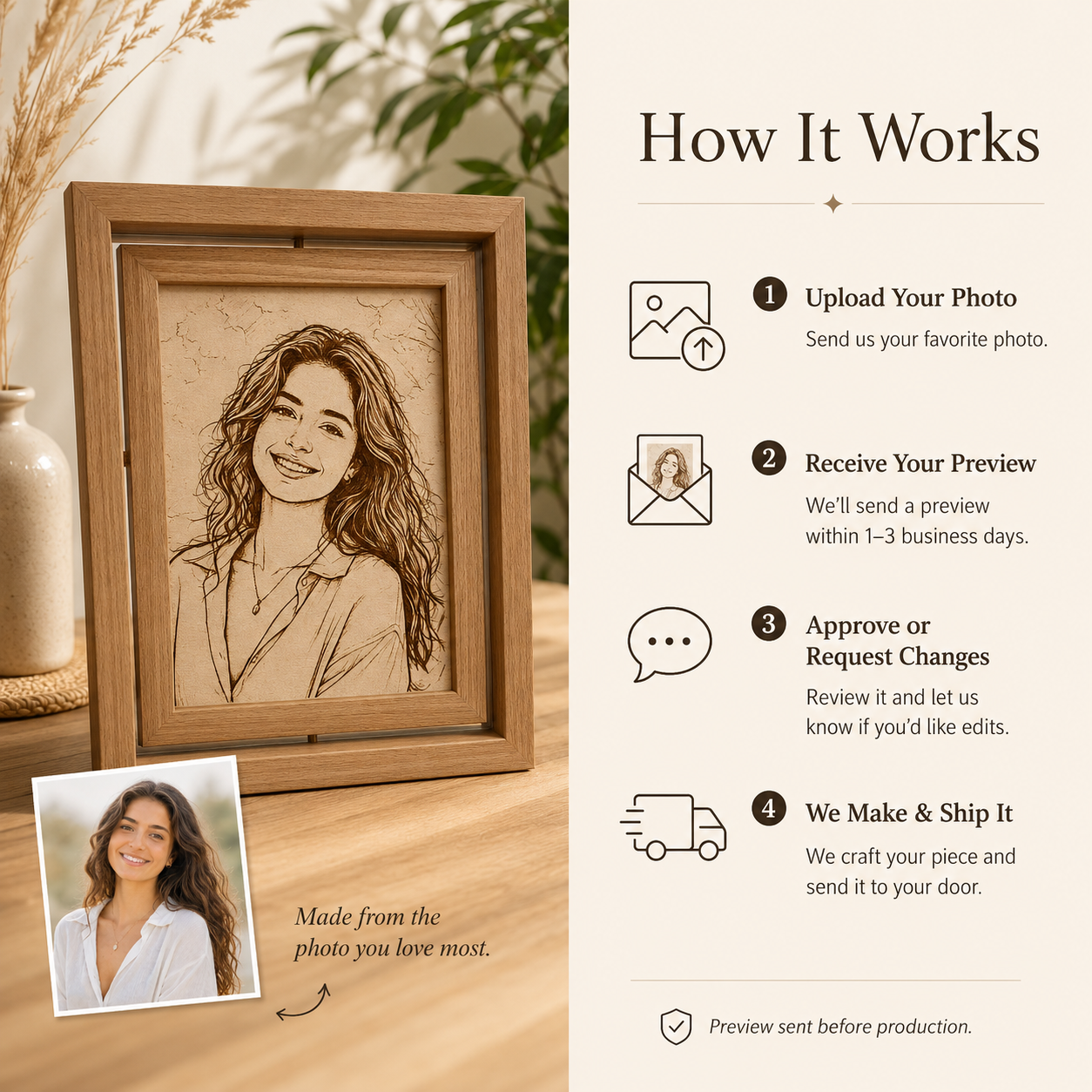 Personalized Photo Wood Engraving