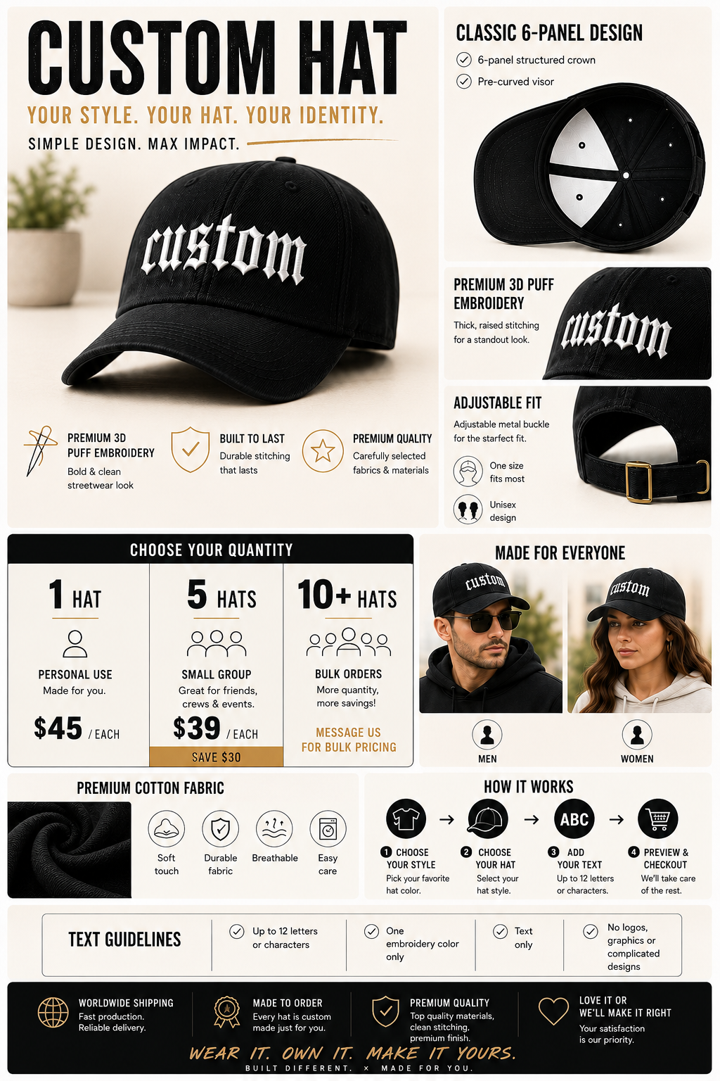 Personalized 3D Puff Baseball Cap