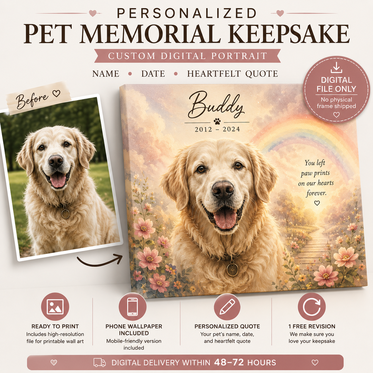 Personalized Pet Memorial Digital Keepsake