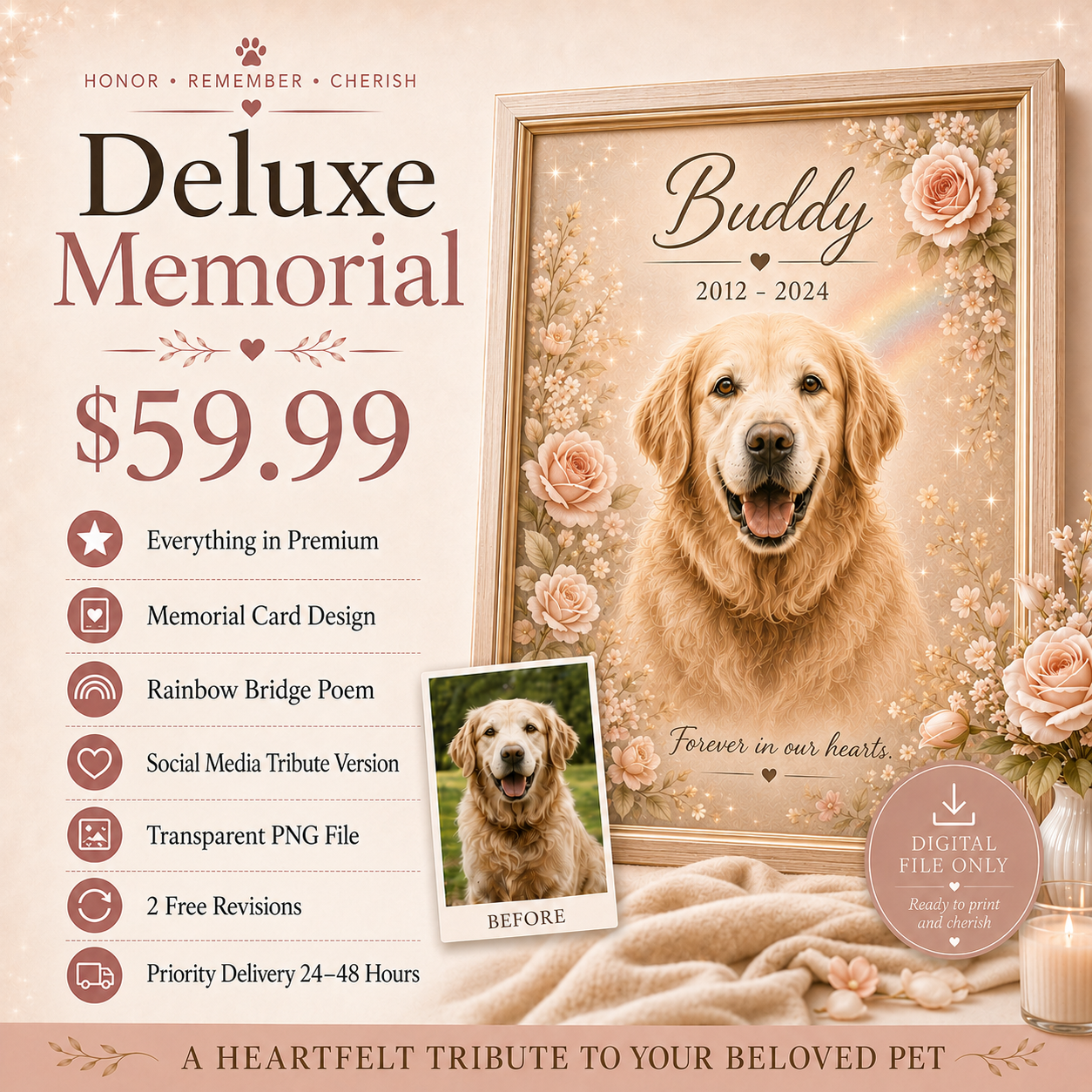 Personalized Pet Memorial Digital Keepsake