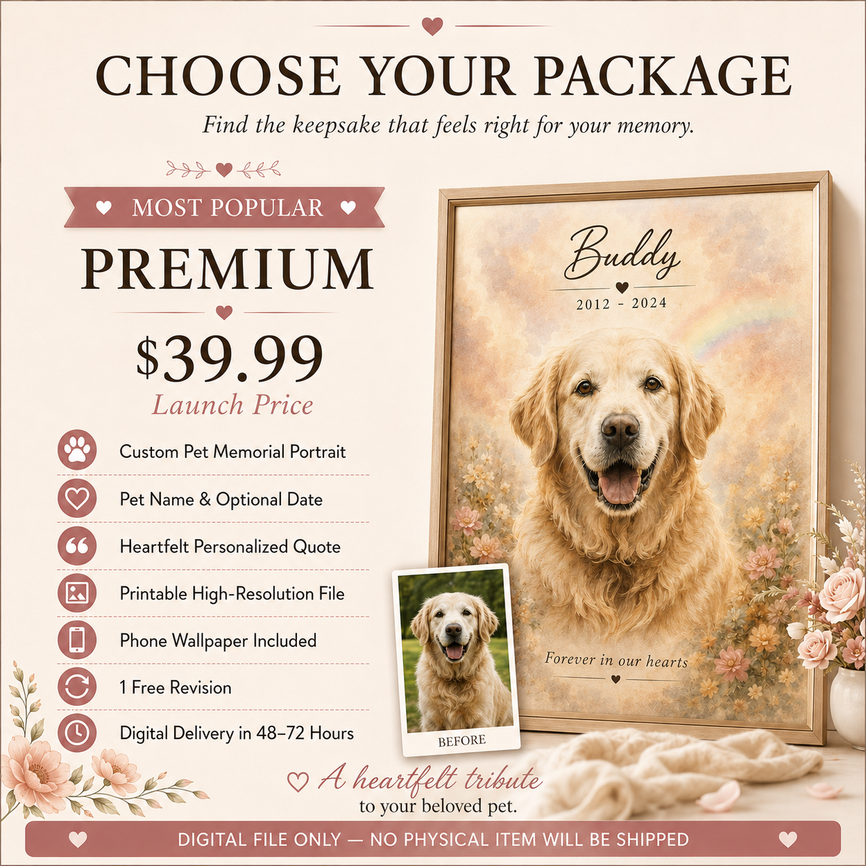 Personalized Pet Memorial Digital Keepsake